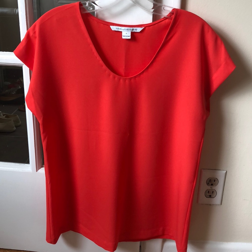 Coral crepe blouse by DVF